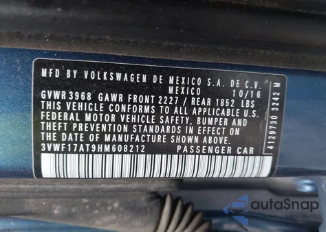 2017 Volkswagen Beetle #Pinkbeetle/1.8T Classic/1.8T S из США, поврежденный, VIN 3VWF17AT9HM608212